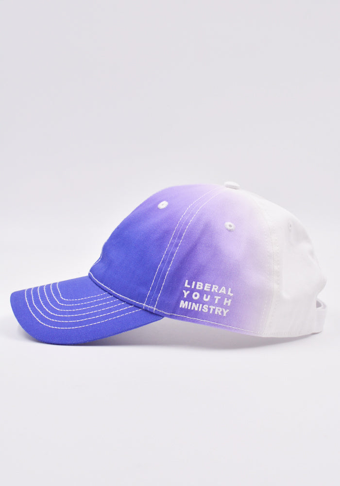 LIBERAL YOUTH MINISTRY LOGO EMBROIDERED BASEBALL CAP PURPLE/WHITE