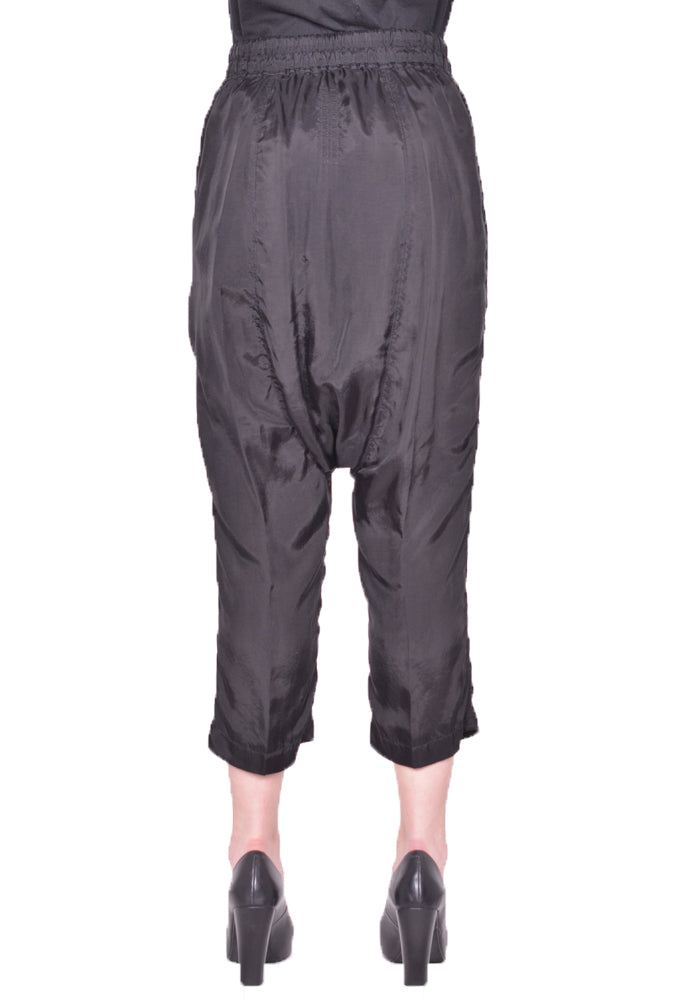 RICK OWENS DRAWSTRING CROPPED PANTS BLACK SS24 | DOSHABURI Online Shop