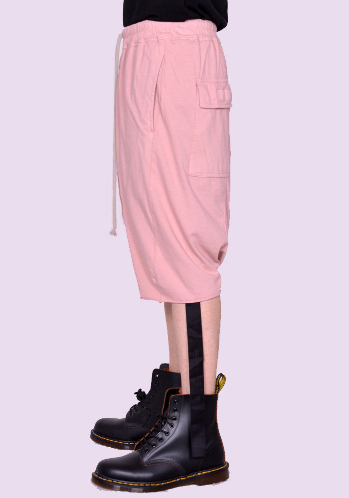 RICK OWENS DRKSHDW DU01C6380 RN DRAWSTRING PODS SHORTS FADED PINK