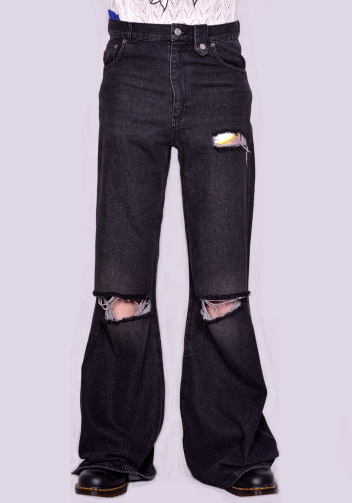 EGONLAB. DN 003 ATOMIC STONEWASHED DENIM PANTS BLACK