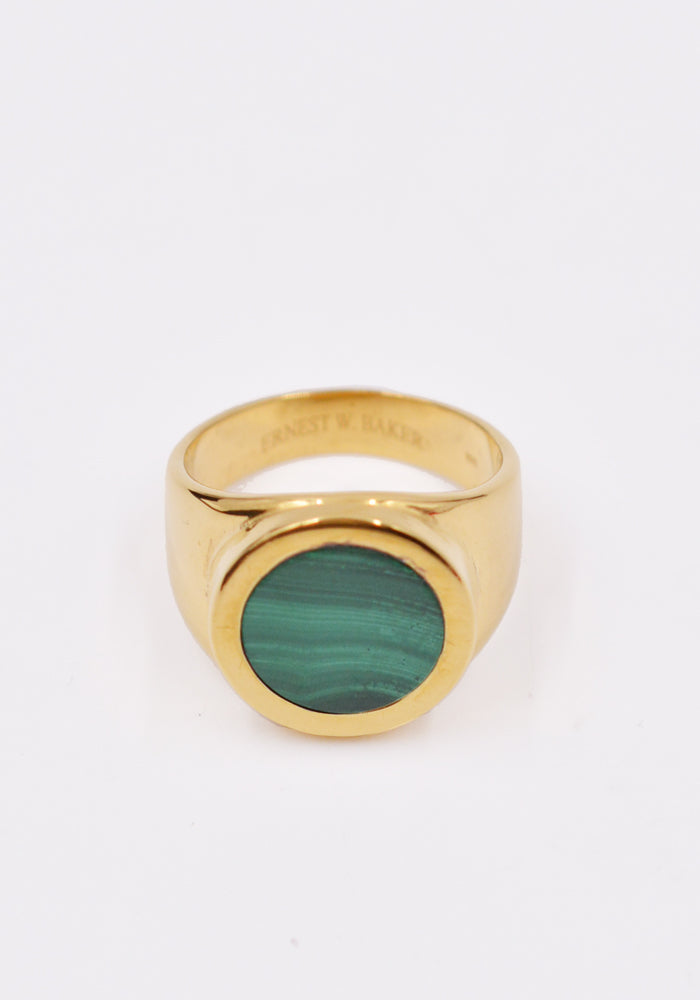 ERNEST W. BAKER JW11SIL MALACHITE STONE RING GOLD