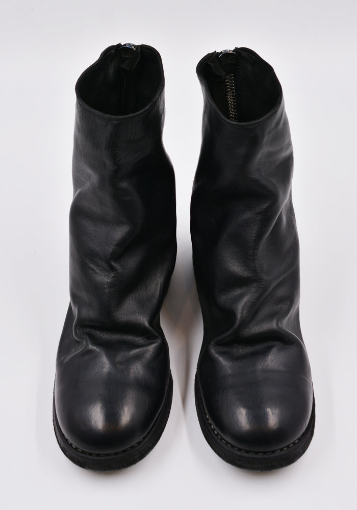 GUIDI 796Z SOFT HORSE FULL GRAIN LEATHER SHORT BOOTS BLACK