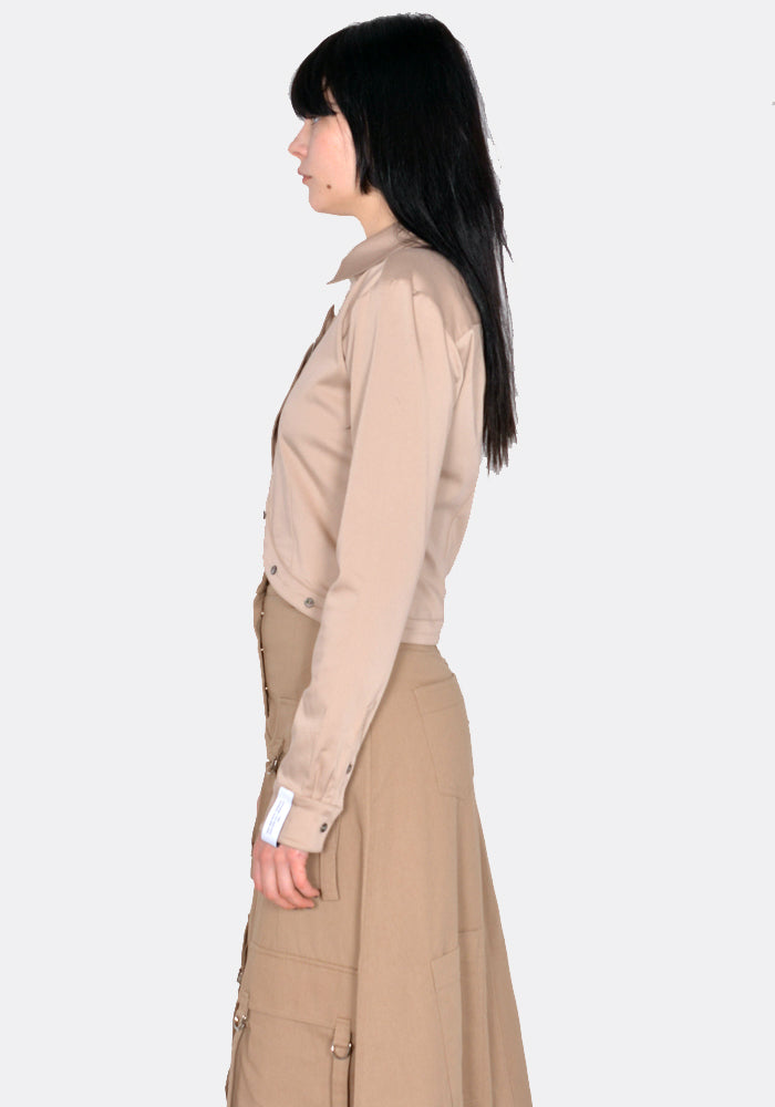 ROKH R0CA254 CT 04 ASYMMETRIC BUTTON DETAIL SHIRT BEIGE