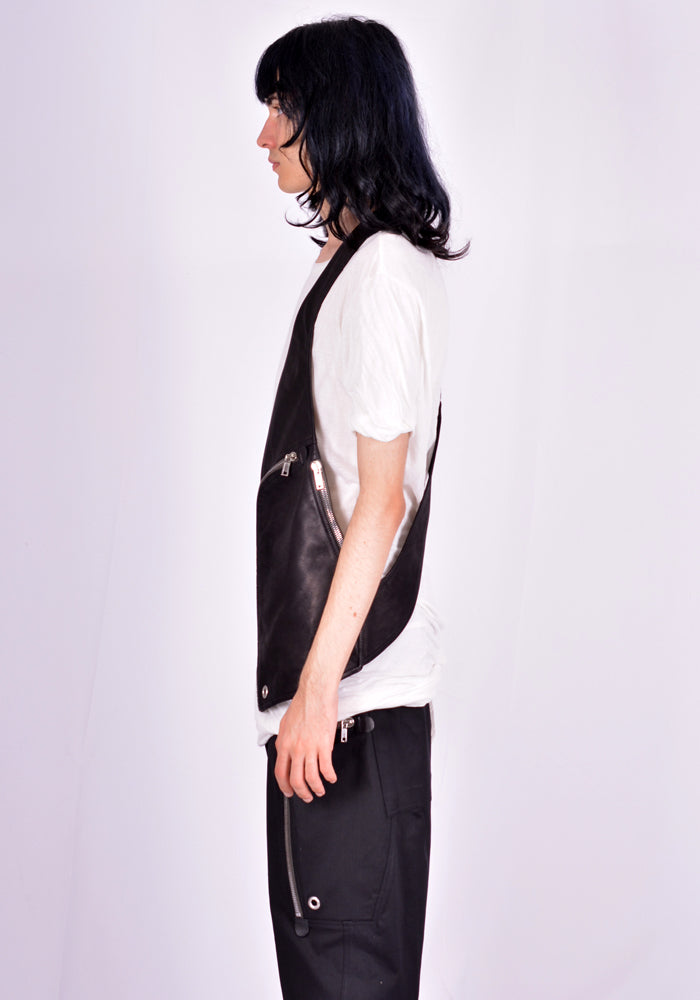 RICK OWENS BAUHAUSLEATHER VEST BLACK 2021FW | DOSHABURI Online Shop