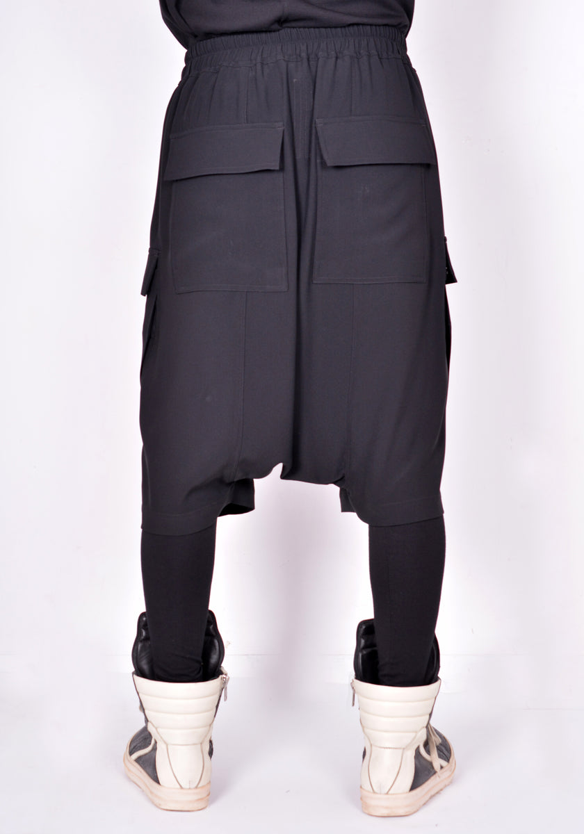 RICK OWENS RU02A5389 HY CARGO PODS SHORTS BLACK FW21