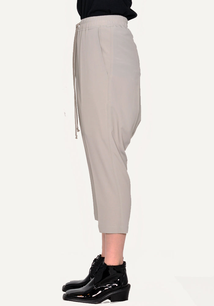 RICK OWENS WOMEN RP01C5308 CC DRAWSTRING CROPPED PANTS PEARL