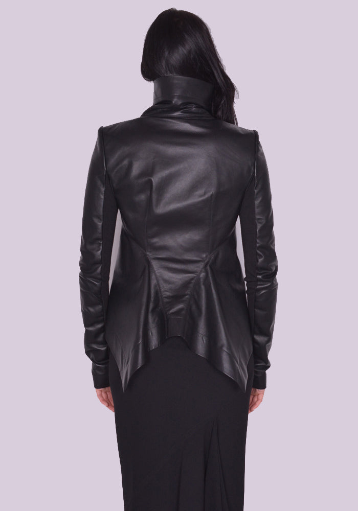 RICK OWENS NASKA BIKER LEATHER JACKET BLACK SS23 | DOSHABURI Shop