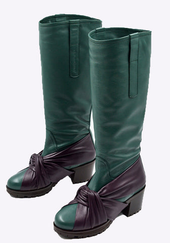 KIKO KOSTADINOV WOMEN KNOTTED RIDING BOOTS GREEN/GREEN FW24 | DOSHABURI Online Shop