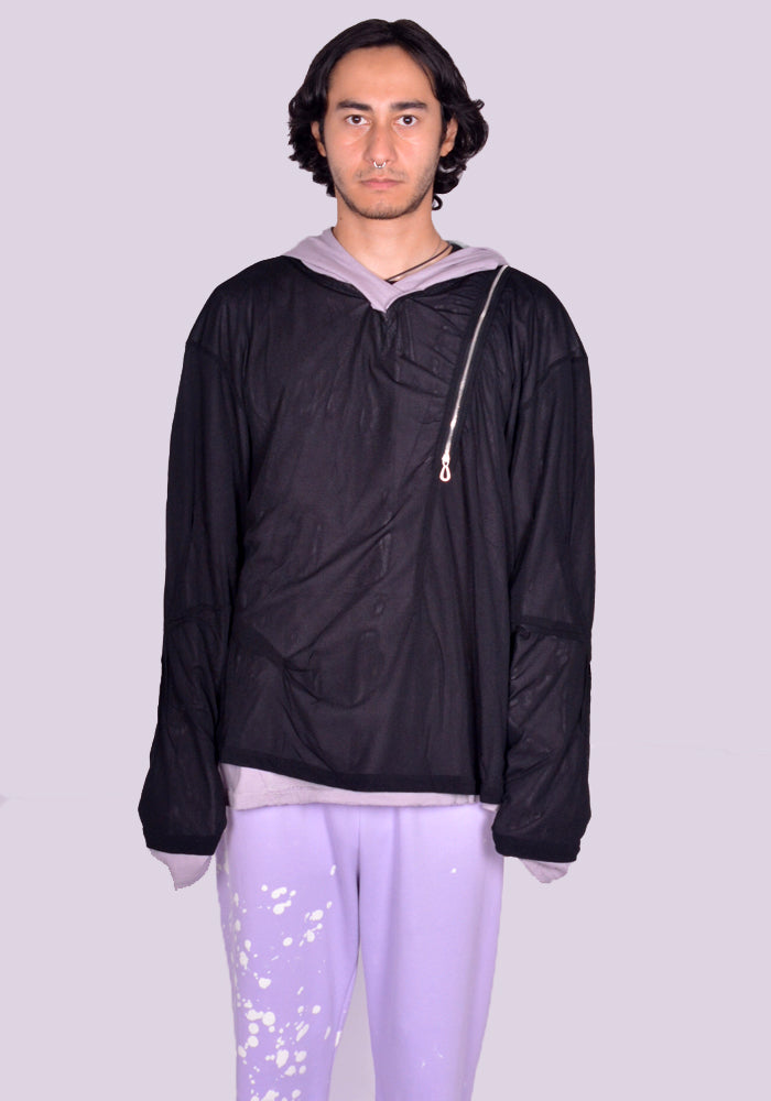 KIKO KOSTADINOV KNOX MESH HOODIE ICY LILAC/BLACK FW24 | DOSHABURI Shop