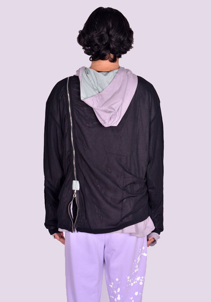 KIKO KOSTADINOV KNOX MESH HOODIE ICY LILAC/BLACK FW24 | DOSHABURI Shop