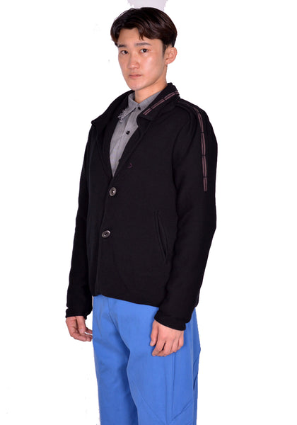 KIKO KOSTADINOV UGO KNITTED BLAZER CROW BLACK/CEDAR BROWN SS24 | DOSHABURI Online Shop