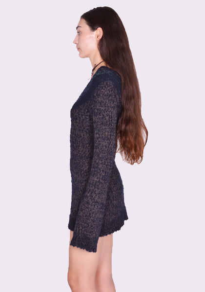 KNWLS EXPLOSION KNIT DRESS NAVY SPECKLE FW24 | DOSHABURI Online Shop