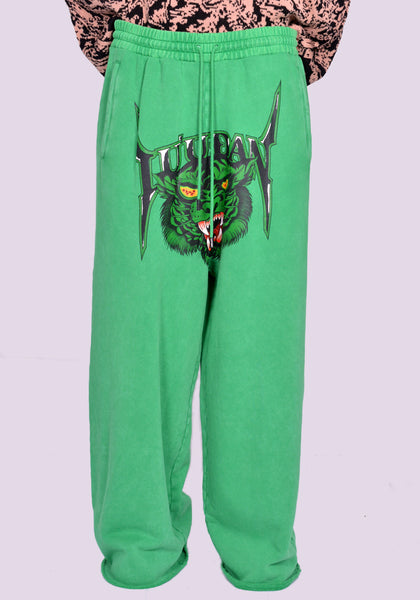 LU'U DAN RAW-CUT BONTAN SWEAT PANTS WASHED RACING GREEN  FW24 | DOSHABURI Online Shop