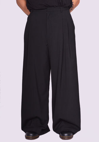 LU'U DAN JUMBO WIDE LEG TROUSERS BLACK SS25 | DOSHABURI Online Shop