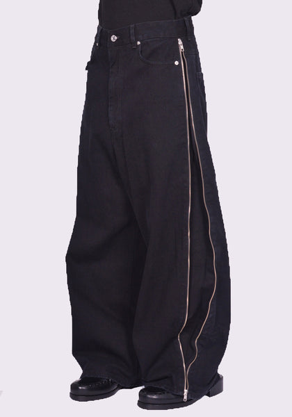 LU'U DAN MP059D WD SIDE ZIP JEANS BLACK RINSE FW24 | DOSHABURI Online Shop