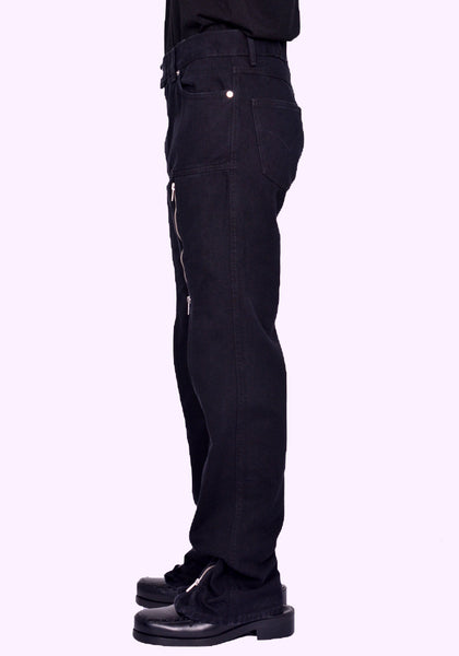 LU'U DAN MP081D WD ZIPPED RIOT 5-POCKET JEANS BLACK RINSE FW24 | DOSHABURI Online Shop