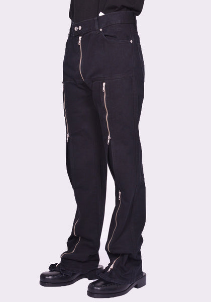 LU'U DAN MP081D WD ZIPPED RIOT 5-POCKET JEANS BLACK RINSE FW24 | DOSHABURI Online Shop