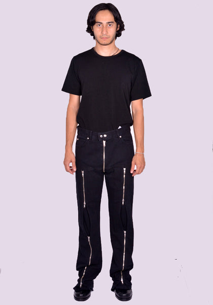 LU'U DAN MP081D WD ZIPPED RIOT 5-POCKET JEANS BLACK RINSE FW24 | DOSHABURI Online Shop