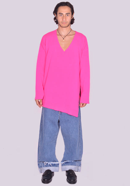 MARINA YEE KITTEN V-NECK KNIT SWEATER FUCHSIA FW24 | DOSHABURI Shop