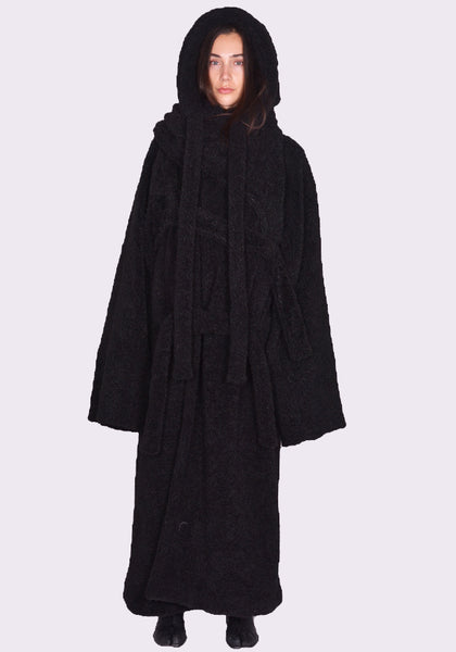 OTTOLINGER WRAP TEDDY LONG COAT BLACK FW24 | DOSHABURI Online Shop