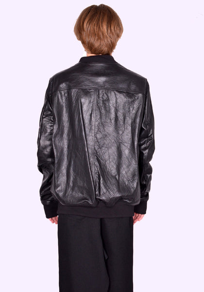 RICK OWENS CLASSIC FLIGHT LEATHER JACKET BLACK FW24 | DOSHABURI Online Shop