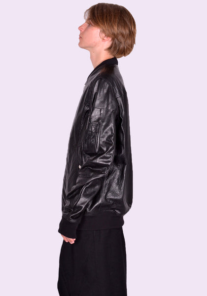 RICK OWENS CLASSIC FLIGHT LEATHER JACKET BLACK FW24 | DOSHABURI Online Shop