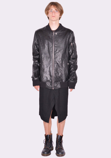 RICK OWENS CLASSIC FLIGHT LEATHER JACKET BLACK FW24 | DOSHABURI Online Shop