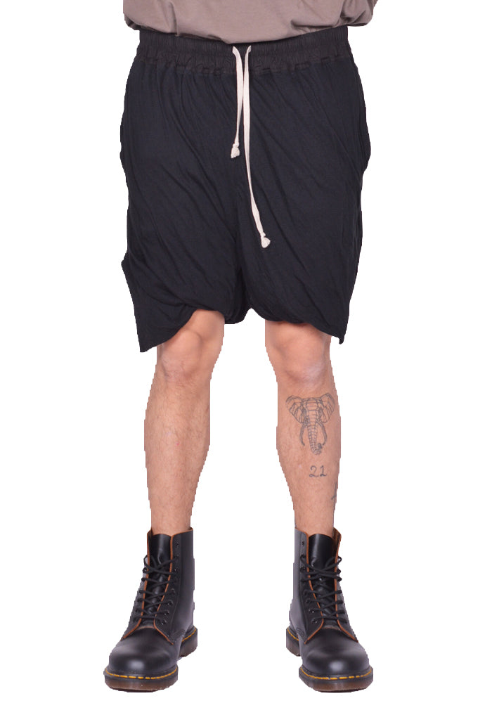 RICK OWENS MEN DOUBLE LONG BOXER SHORTS BLACK SS25 | DOSHABURI Shop