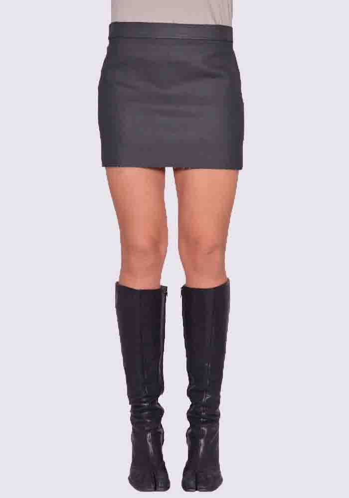 RICK OWENS WOMEN DENIM MINI SKIRT BLACK FW24 | DOSHABURI Online Shop