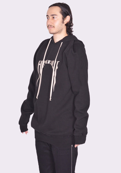 RICK OWENS EMBROIDERED SWEAT HOODIE BLACK FW24 | DOSHABURI Online Shop