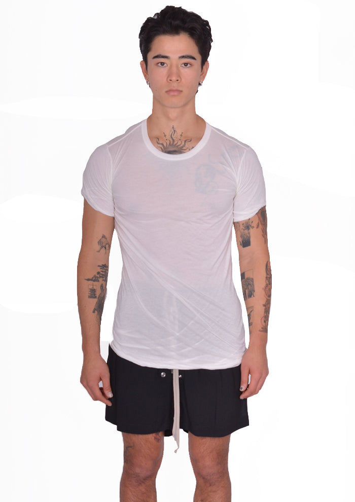 RICK OWENS MEN DOUBLE LAYERED T-SHIRT MILK SS25 | DOSHABURI Shop