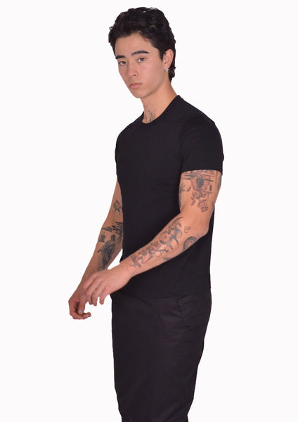 RICK OWENS MEN LEVEL T-SHIRT BLACK SS25 | DOSHABURI Online Shop