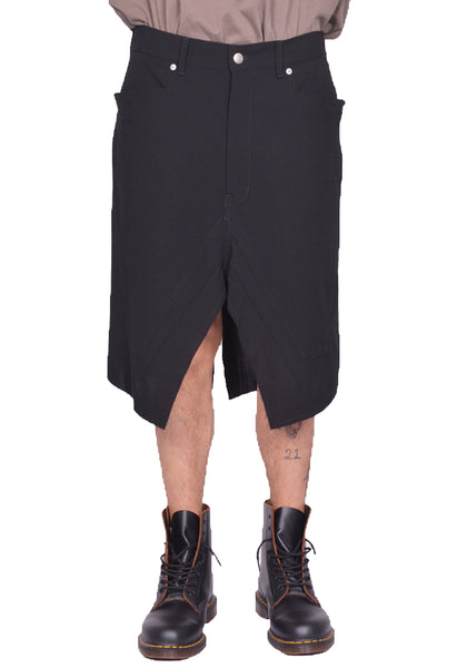 RICK OWENS MEN SLIVERED SKIRT BLACK SS25 | DOSHABURI Online Shop