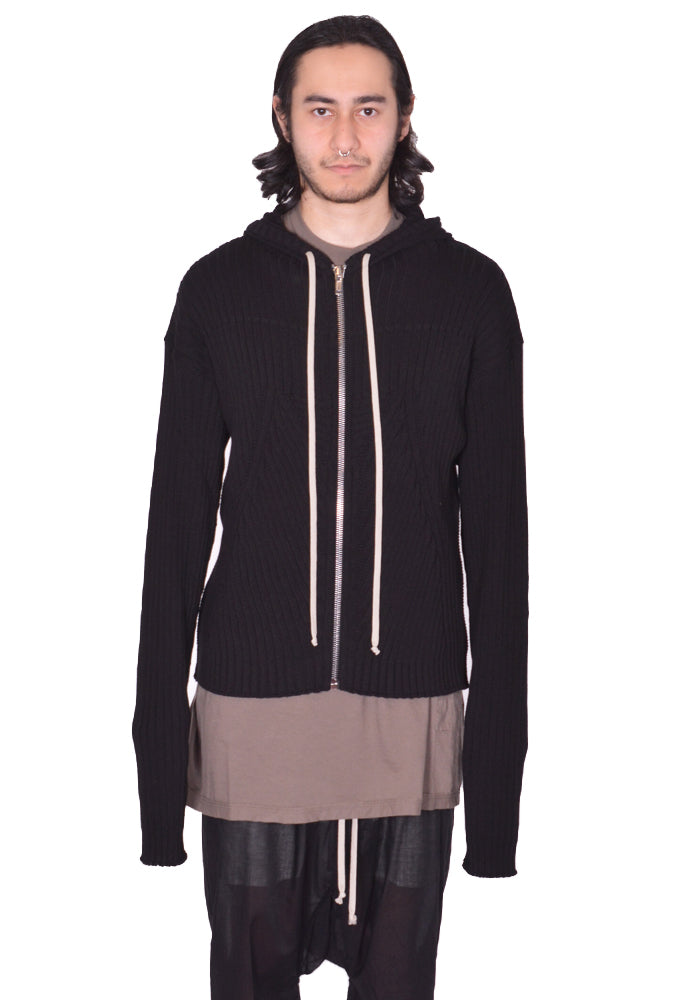 RICK OWENS MEN ZIPPED HOODIE BLACK SS25 | DOSHABURI Online Shop