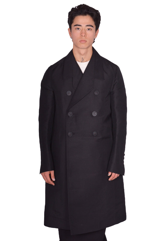 RICK OWENS MEN OFFICER COAT BLACK SS25 | DOSHABURI Online Shop