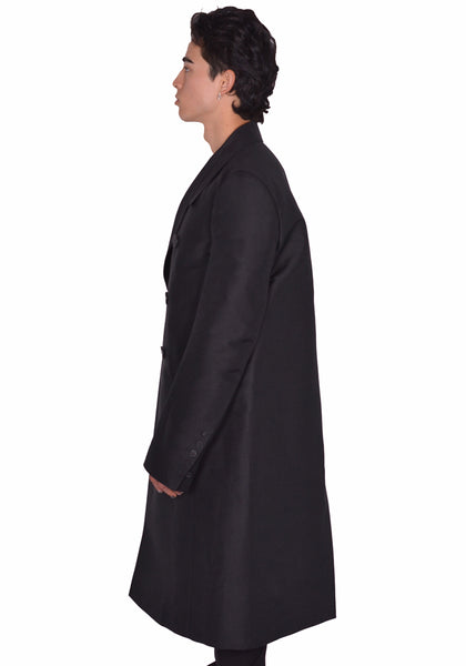 RICK OWENS MEN OFFICER COAT BLACK SS25 | DOSHABURI Online Shop