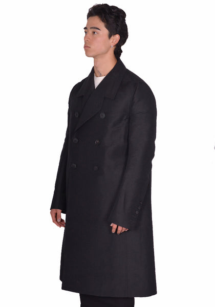 RICK OWENS MEN OFFICER COAT BLACK SS25 | DOSHABURI Online Shop