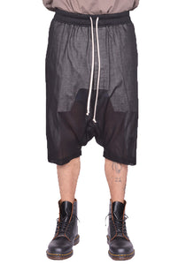 RICK OWENS MEN RICK'S PODS SHORTS BLACK SS25 | DOSHABURI Onlin Shop