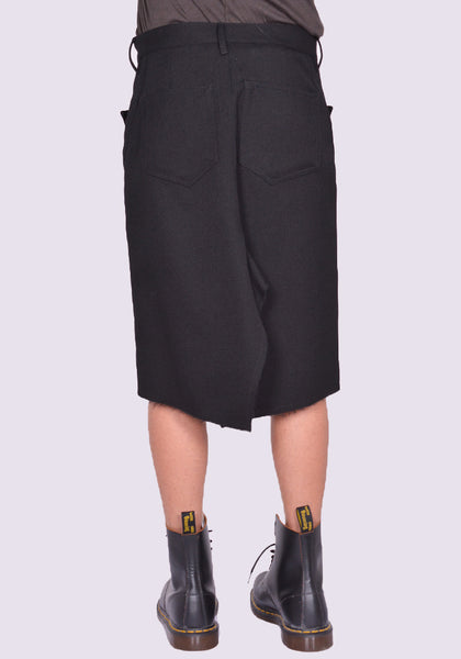 RICK OWENS MEN RU02D6345 WD 09 SLIVERED SKIRT BLACK FW24 | DOSHABURI Online Shop