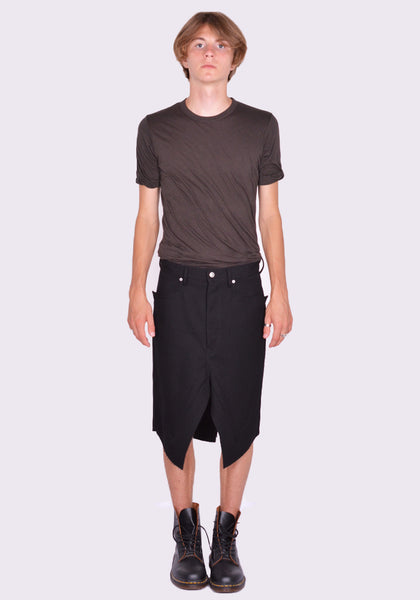 RICK OWENS MEN RU02D6345 WD 09 SLIVERED SKIRT BLACK FW24 | DOSHABURI Online Shop