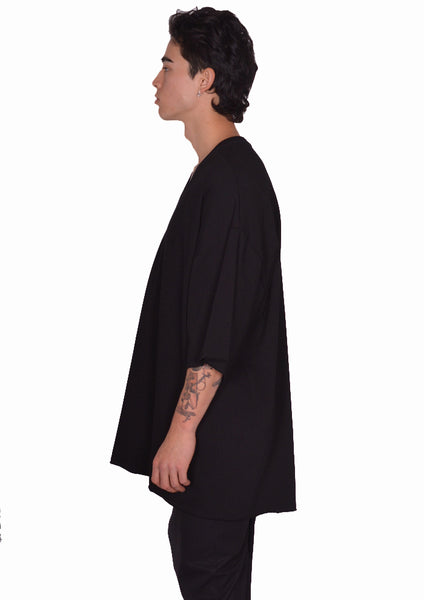 RICK OWENS V-NECK TOMMY T-SHIRT BLACK SS25 | DOSHABURI Online Shop