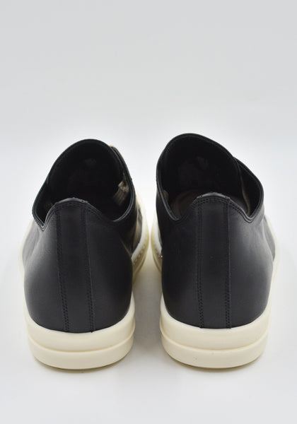 RICK OWENS WOMEN LEATHER LOW-CUT SNEAKERS BLACK SS25 | DOSHABURI Shop