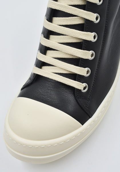 RICK OWENS WOMEN LEATHER LOW-CUT SNEAKERS BLACK SS25 | DOSHABURI Shop