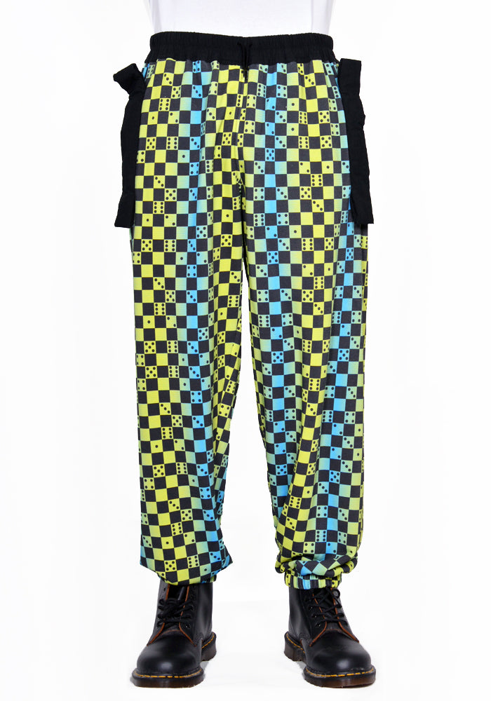 BERNHARD WILLHELM A23_C77 UNISEX DICES PANTS BLUE/YELLOW (New season FW23)