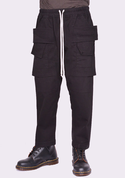 RICK OWENS DRKSHDW CREATCH CARGO CROPPED PANTS BLACK FW24 | DOSHABURI Online Shop