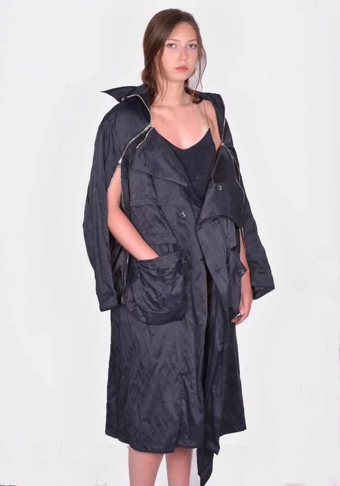 KIKO KOSTADINOV WOMEN KKWSS24C02-21 MALLARME COAT PEBBLE BLACK SS24 | DOSHABURI Online Shop