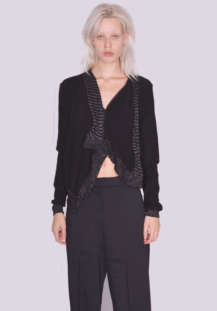 KIKO KOSTADINOV AROVA KNIT CARDIGAN BLACK FW23 | DOSHABURI Online Shop