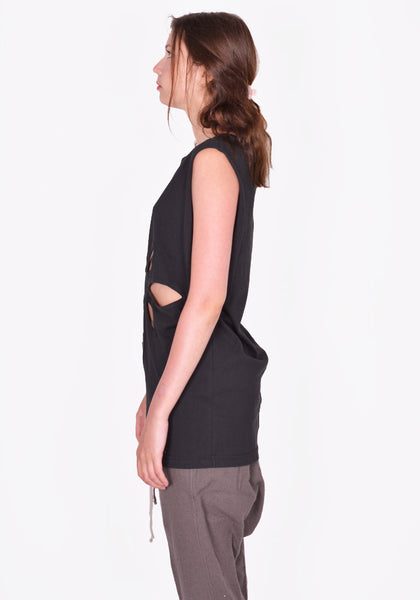 KUSIKOHC ORIGAMI CUT-OUT SLEEVELESS TOP BLACK SS24 | DOSHABURI Online Shop