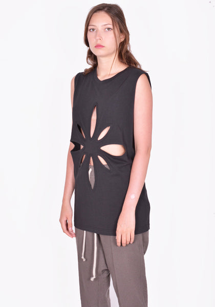 KUSIKOHC ORIGAMI CUT-OUT SLEEVELESS TOP BLACK SS24 | DOSHABURI Online Shop