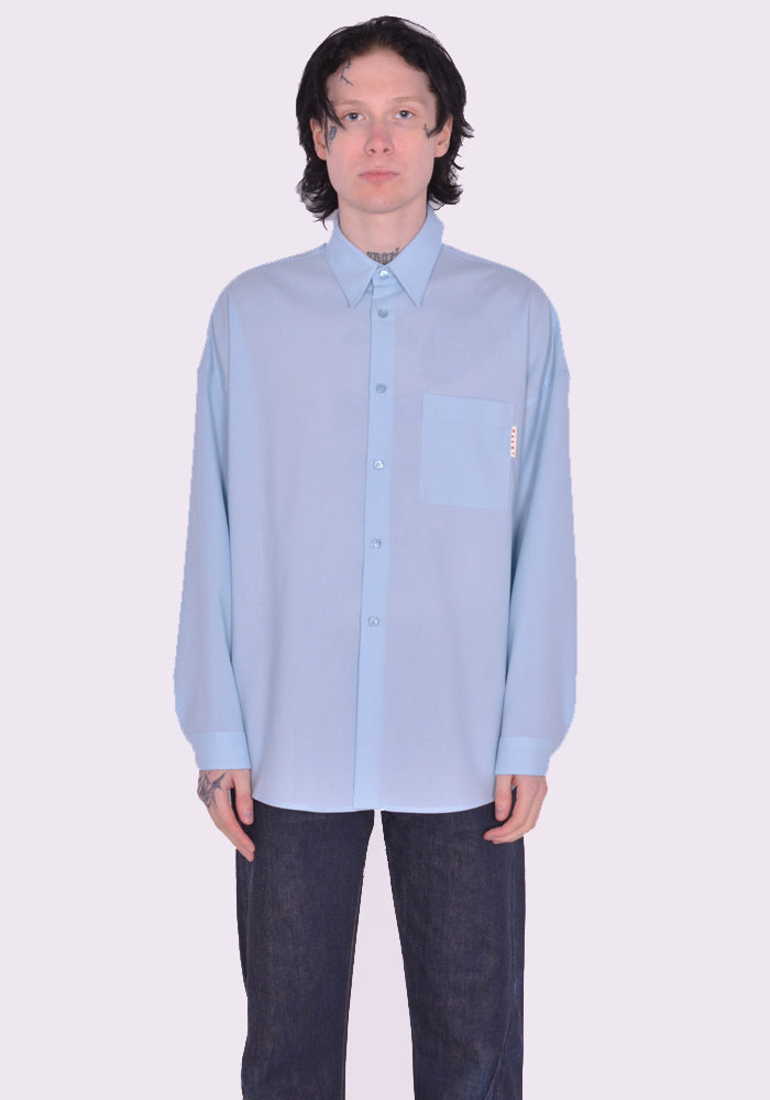 MARNI CUMU0061A1 TROPICAL WOOL SHIRT LIGHT BLUE